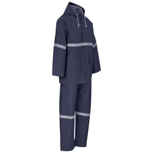 Light Duty Tornado  Hi-Viz Reflective  Rubberised Rainsuit - Navy
